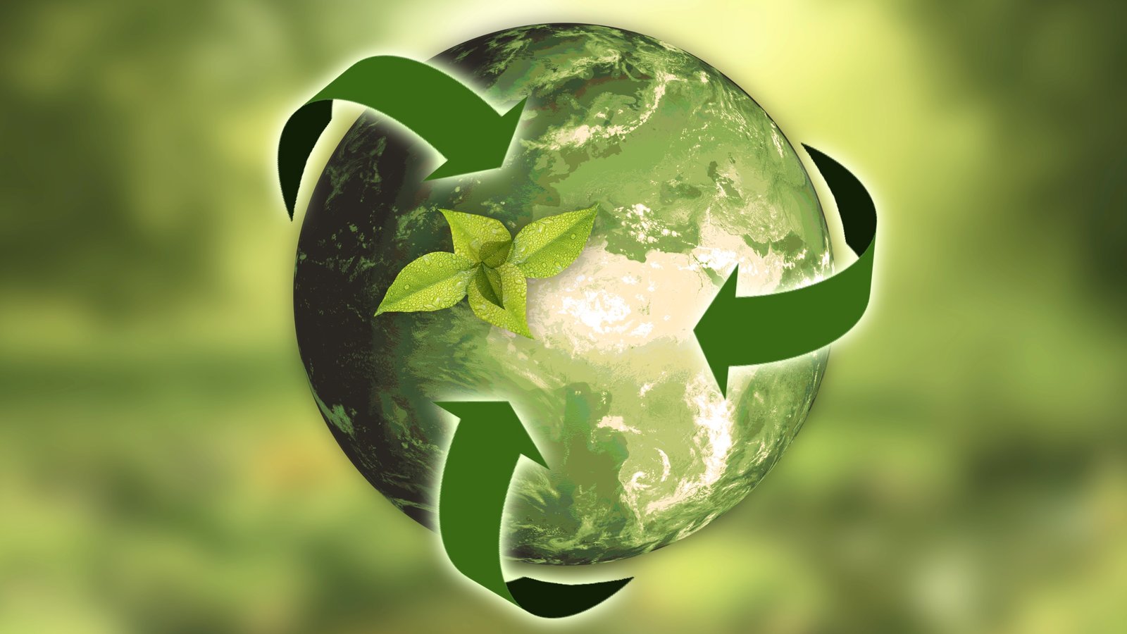 Grønn jordklode med piler for resirkulering rundt