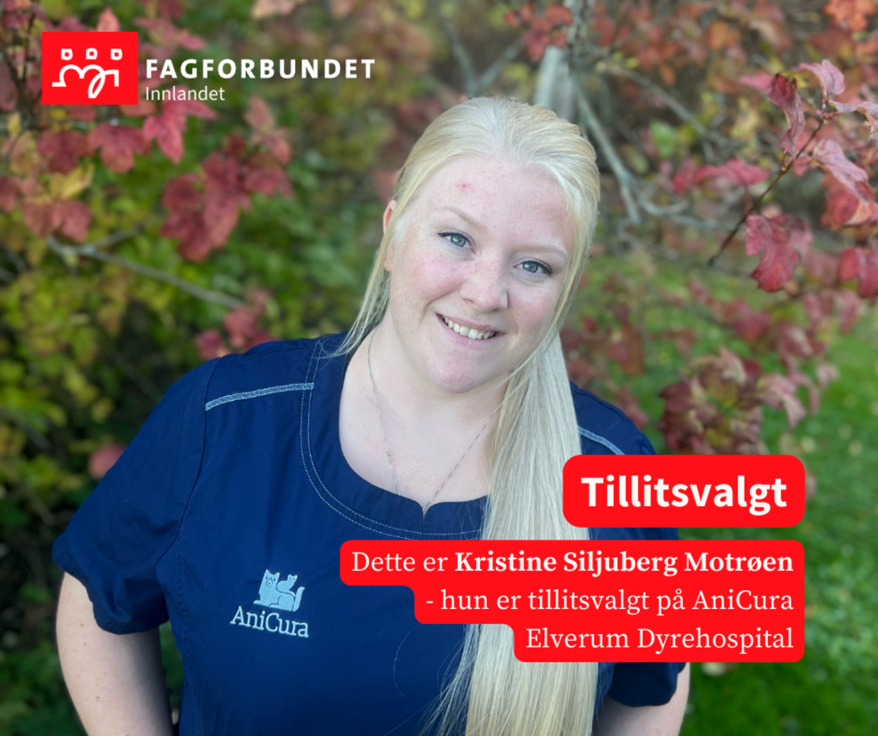 Kristine Siljuberg Motrøen, tillitsvalgt på AniCura Elverum Dyrehospital