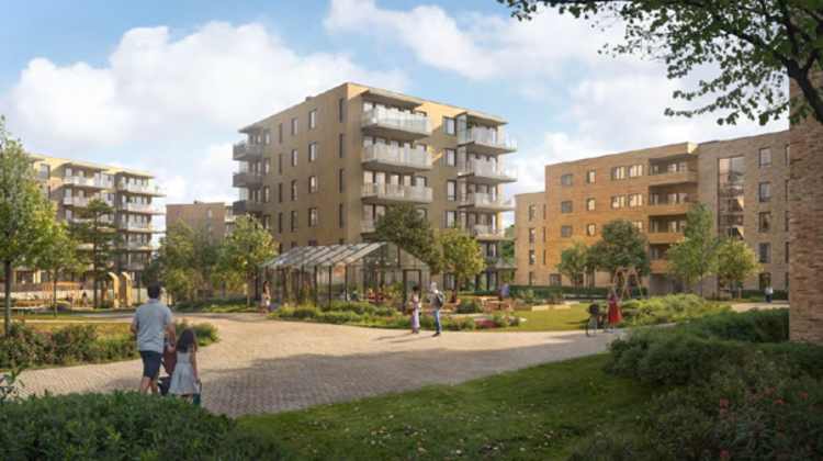 Arkitekttegning av Langhus gård sør