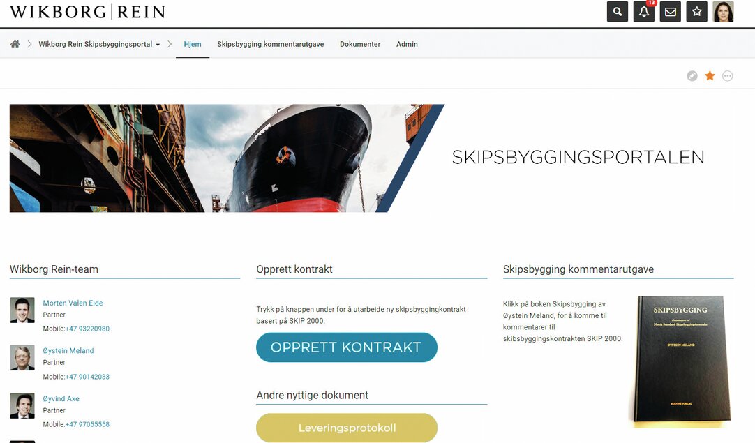 A screenshot of our shipbuilding portal.