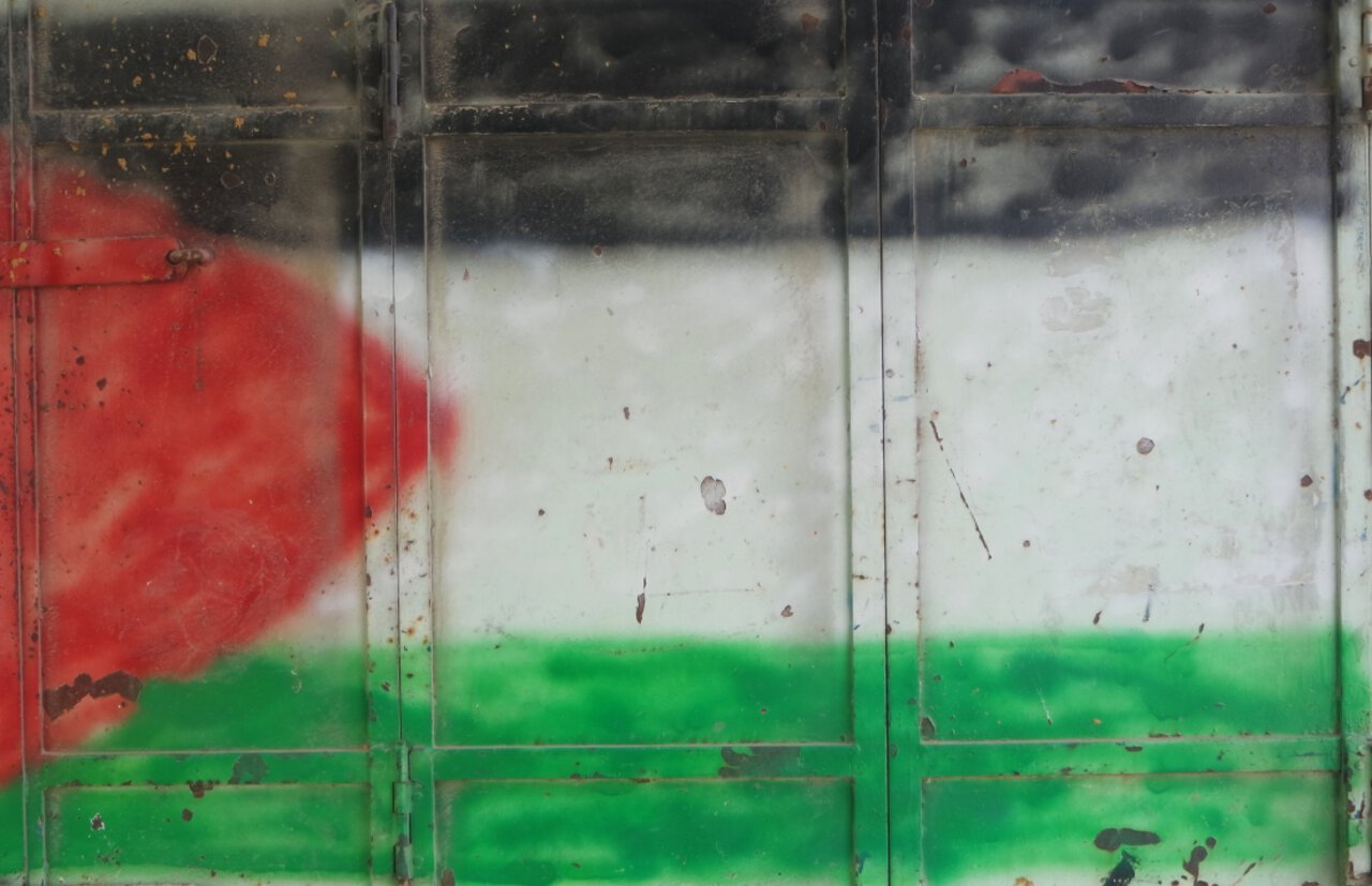 Spraymalt palestinsk flagg.