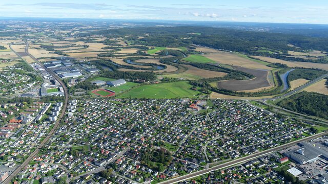 Oversiktsbilde Lillestrøm kommune flyfoto helikopter
