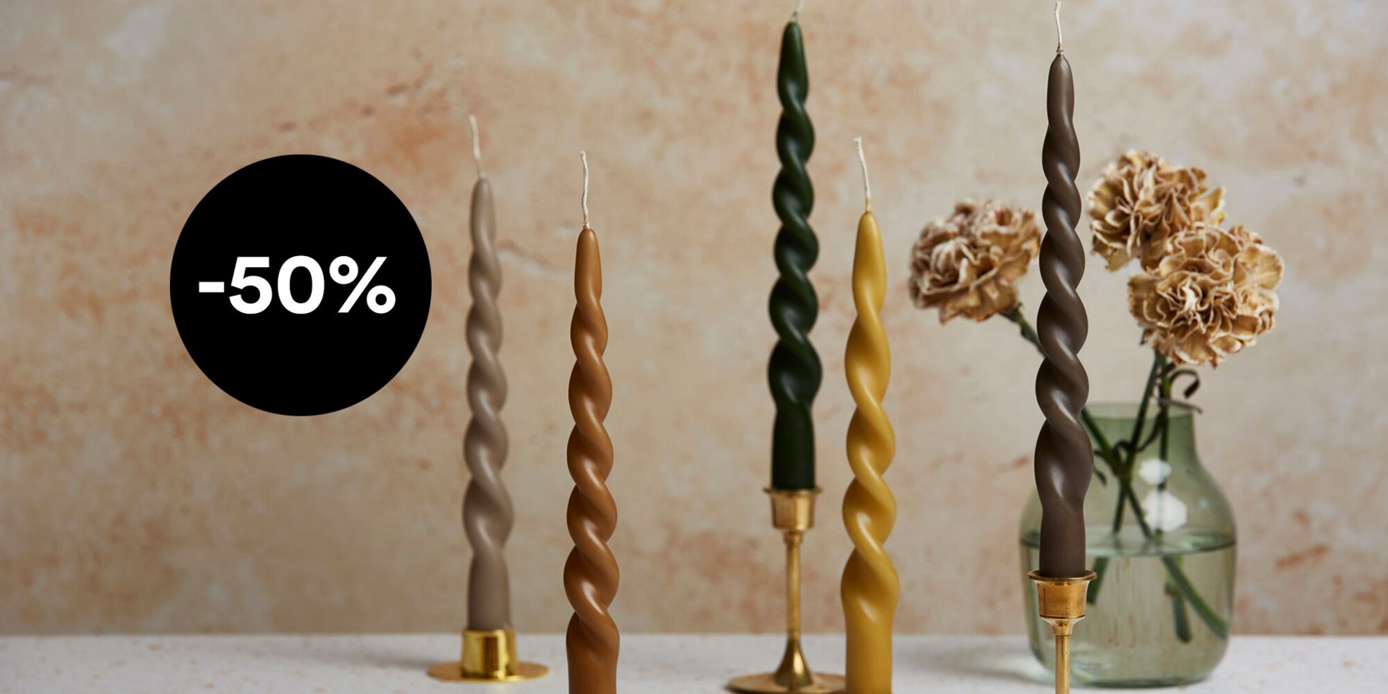 50% rabatt på utvalgte twisted Candles