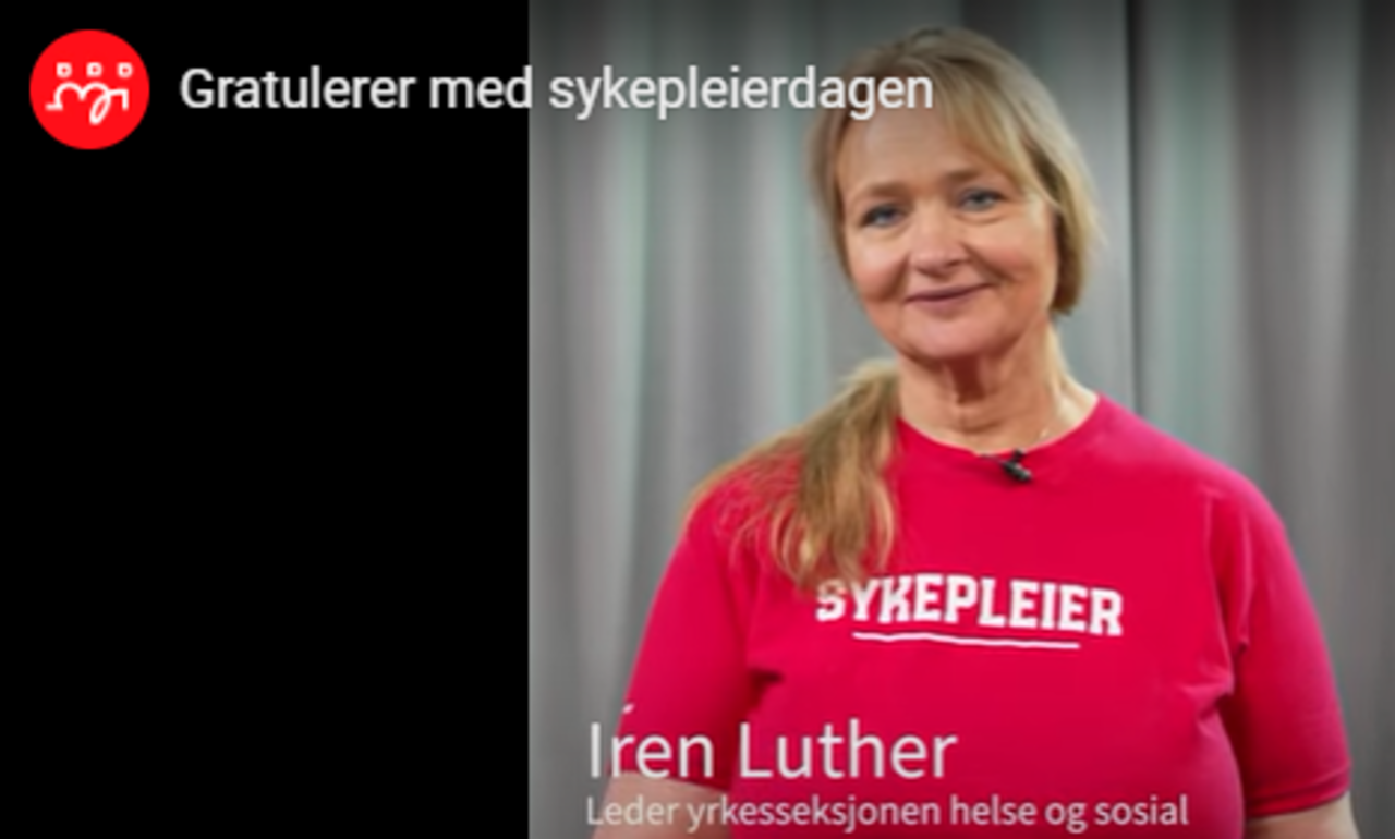 Sykepleierdagen hilse fra Iren Luther skjermdump