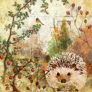 Napkin Kaffe Autumn Hedgehog