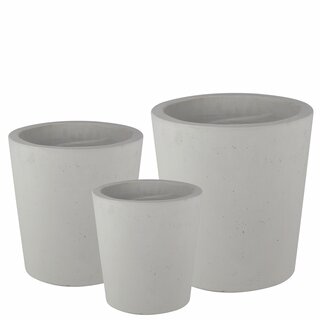 Cementkruka s/3 konisk cementgrå, m hål.D17/23/29 H17/23/29cm