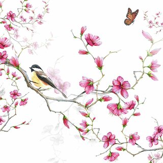 Napkin Lunsj Bird & Blossom White