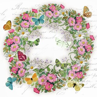 Napkin Lunsj Wreath of Flowers