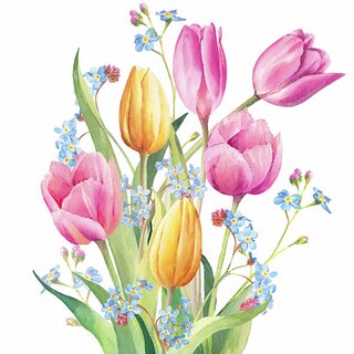 Napkin Lunsj Tulips Bouquet