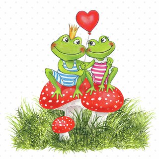 Napkin Lunsj Frogs in love
