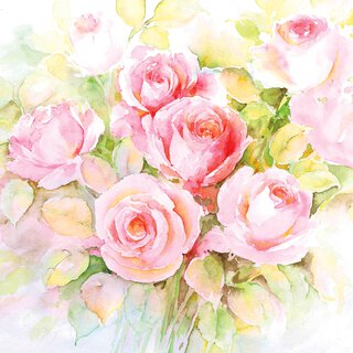 Napkin Lunsj Watercolour roses