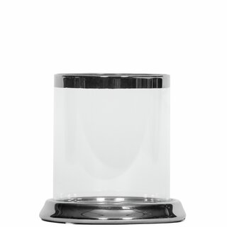 RITA Lyslykt for telys i glass og keramikk D10 H10,5 cm sølv m/gaveeske