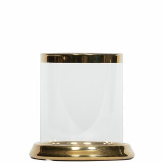 RITA Lyslykt for telys i glass og keramikk D10 H10,5 cm gull m/gaveeske