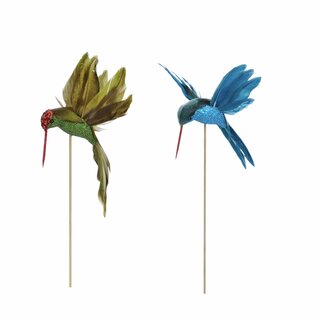 Kolibri på sticks 2ass L14 cm blue/green