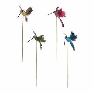 Kolibri på sticks 4ass L8 cm blue/green/brown/red