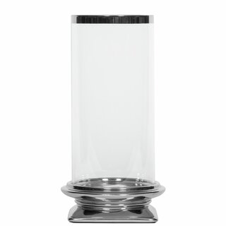 PIA Lyslykt for kubbelys i glass og keramikk D15,5 H29,5 cm sølv