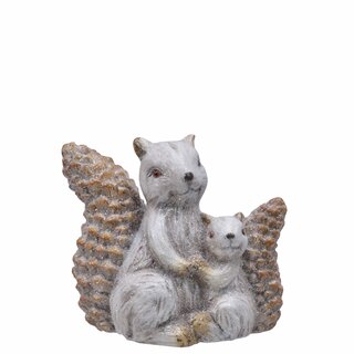 Ekornmor og barn med konglehale keramikk L16 H15,8 cm brown/white