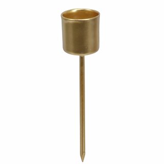 Lysholder på pinne til kronelys D2,5 H10,5 cm gold