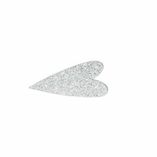 Trehjerte på pinneB7 14,5 cm sølv m/glitter