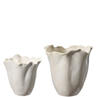 FLORENCE Vase/Potte s/2 D21/28 H22/28 cm pearl white P15/19