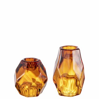 OTELIA Lysestake glass s/2 D6/5,3 H6/8 cm dark amber