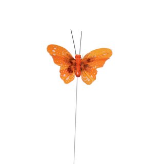 DEKO Sommerfugl L8 cm på wire orange