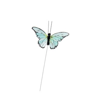 PASTEL Sommerfugl L8 cm på wire light blue
