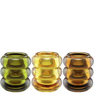 MITCH Telysholder glass 3ass D8,5 H10 cm light amber/dark amber/dark green