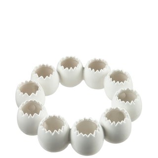 Potte m/10 egg i ring D25 H8 cm matt white