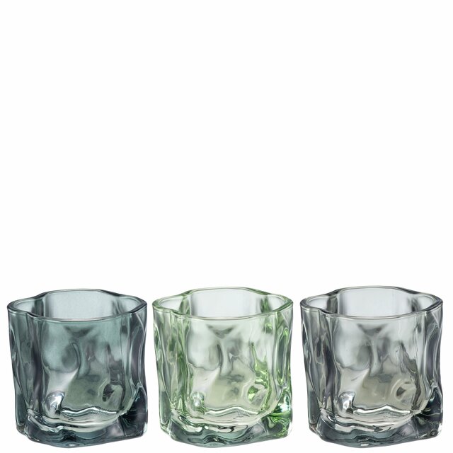 FREDRIKKE Tealight holder set of 3  D8,8 H8 cm sage/olive/forest green