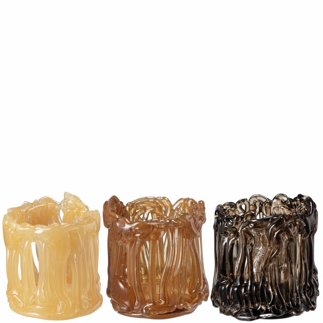 CAROLA Telysholder 3ass D10,5 H11 cm amber/caramel/dark brown