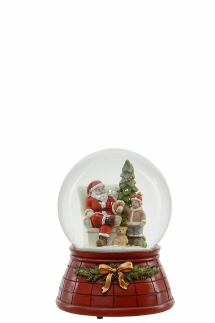 Xmas Snow globe w/music D10,3 H14 cm red