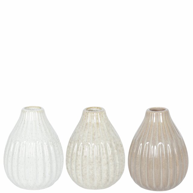Rue Mini vase s/3/box D9 H11,5 cm white/beige/brown