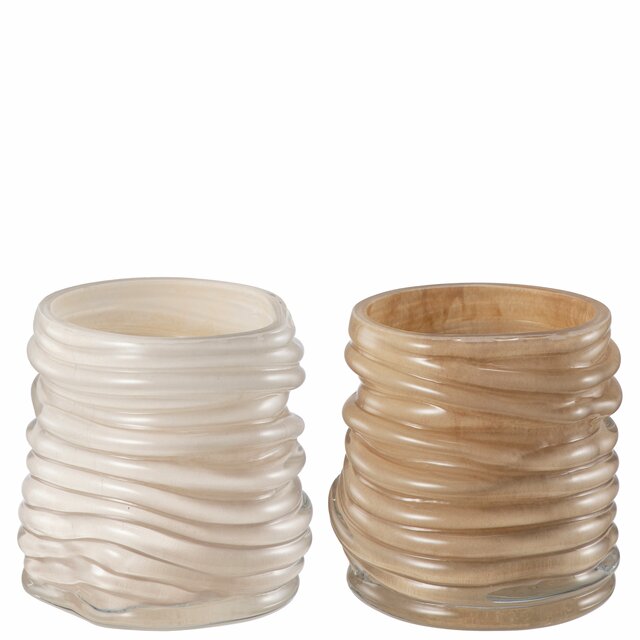 Belina Tealight holder 2asst. D10 H10 cm cream/beige