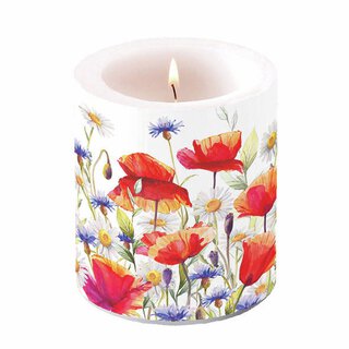 Candle medium Poppies and cornflowers