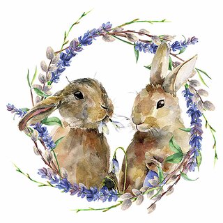 Napkin Lunsj Rabbit Wreath