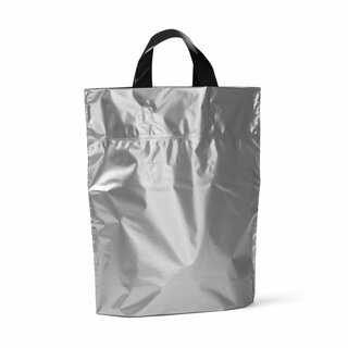 Plastpose,Sølv blank 30x35+4cm