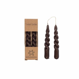 TWISTED Korte Candles m/lakk 2stk i eske, 2,2x14 Chocolate Netto