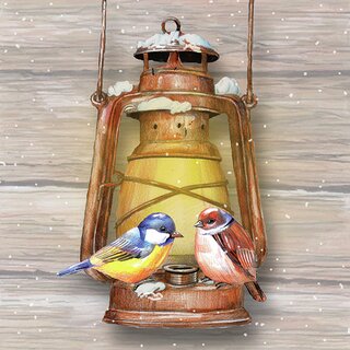 Napkin Lunsj Birds on lamp