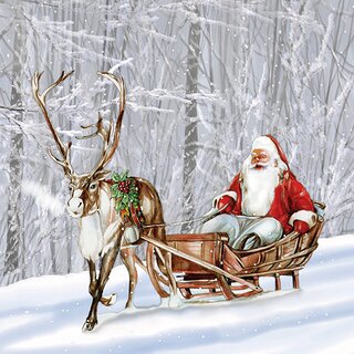 Napkin Lunsj Santa in snowy forest