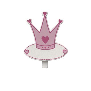 Bordkort babykrone i finer m/klype L5,3 H5,8 cm pink 6 stk i pose