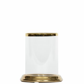 SIV Lyslykt for telys i glass og keramikk D8 H8 cm gull m/gaveeske