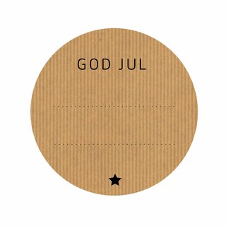 Etikett God Jul - Brun Ø5,5cm