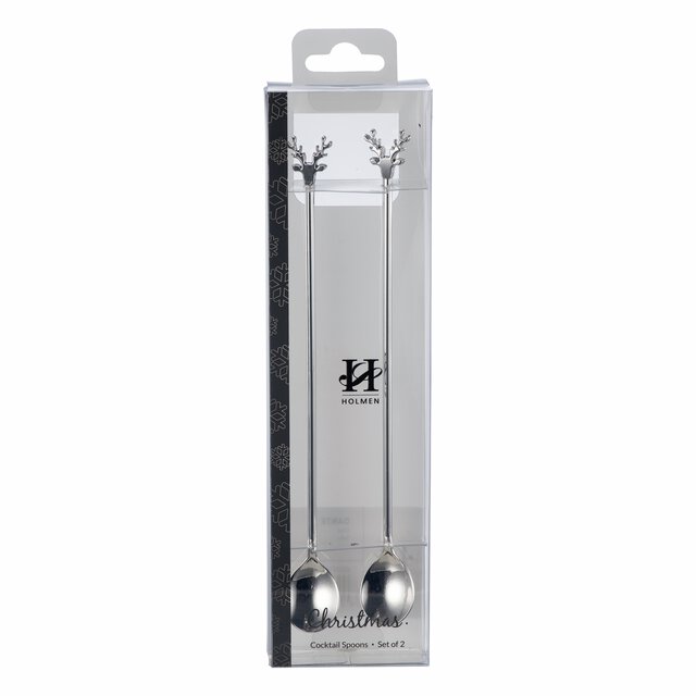 Dante - Cocktailskje Reinsdyr S/2 Metall 19x6,5x2cm Sølv