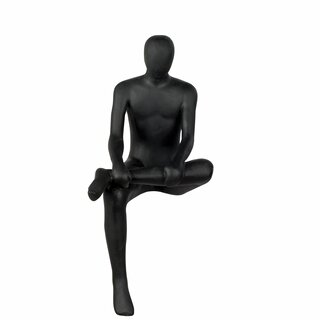 Figur, sittande man, svart D23 H43 cm