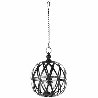 Ljushållare boll med glas  häng, matt svart, D23 H60 cm