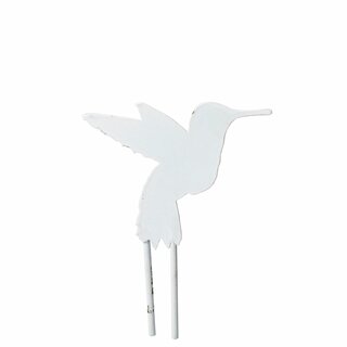 Fågel,metall,stick,vit, 7 cm