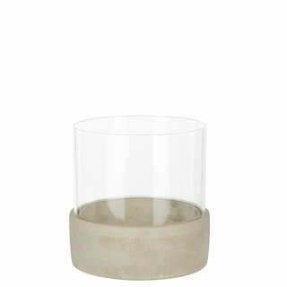 Lykta, glas/cement, 16x16 cm