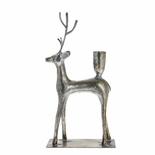 Misella candlestick deer 15X7.5X29 cm. Ant. Silver