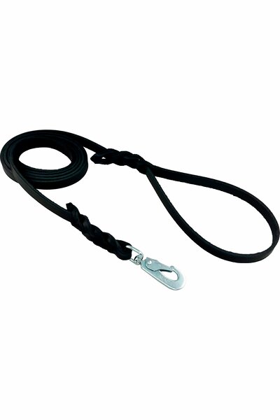 Hundkoppel Alac läder justerbart 220–250cm svart